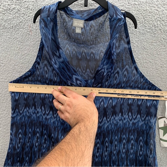 NWT Converse One Star Blue Sleeveless Tunic Top Blouse Boho Preppy Size L - Picture 4 of 12